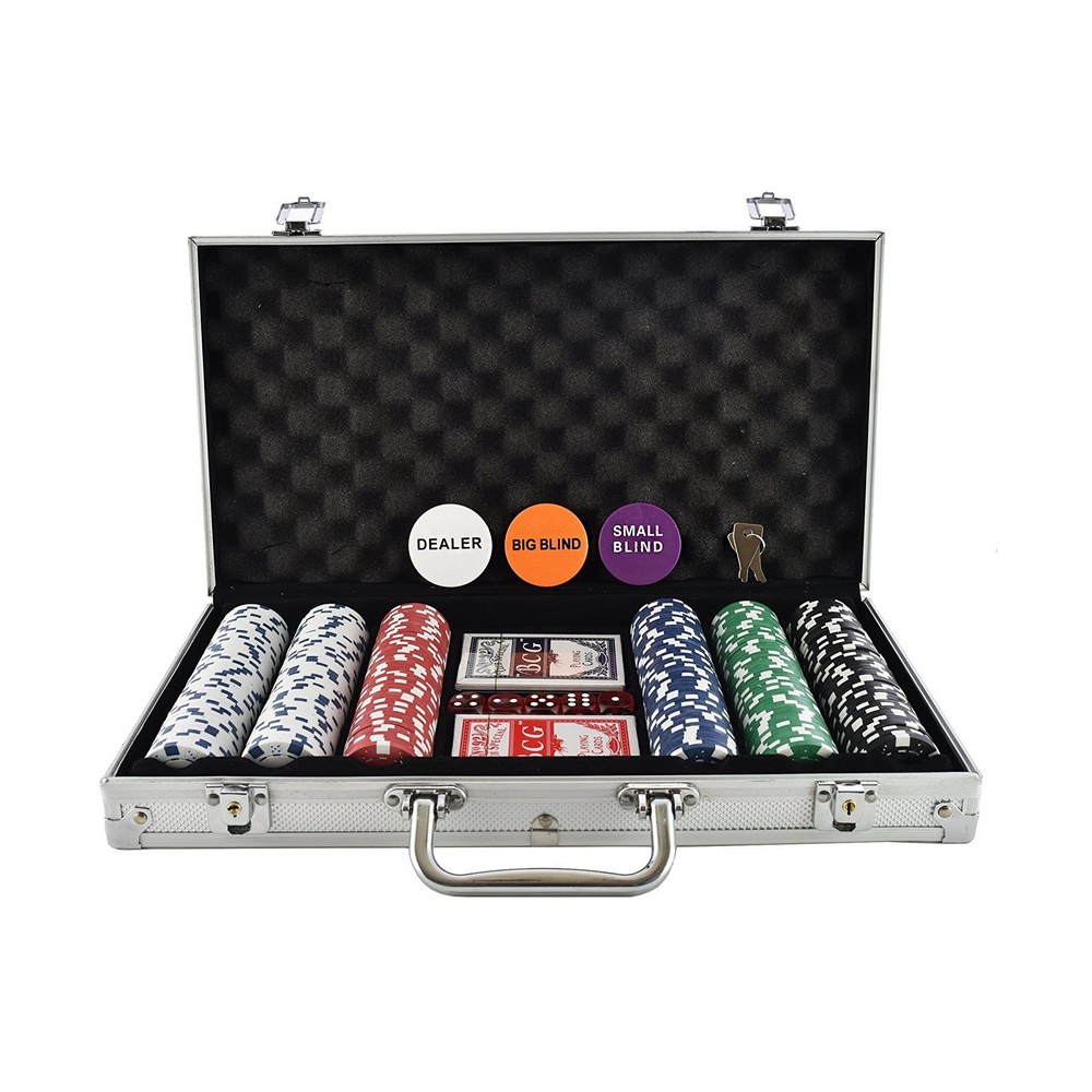 Solex 90030 Poker Chips Set with Poker Cards 300's -  Aluminum Case Set
