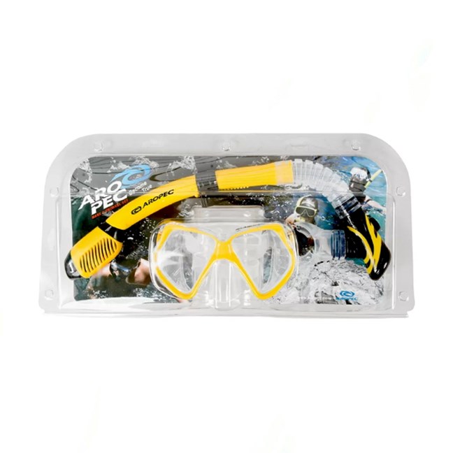 Aropec CO-YA252610S Silicone Adult Mask and Snorkel Combo Set (Yellow)