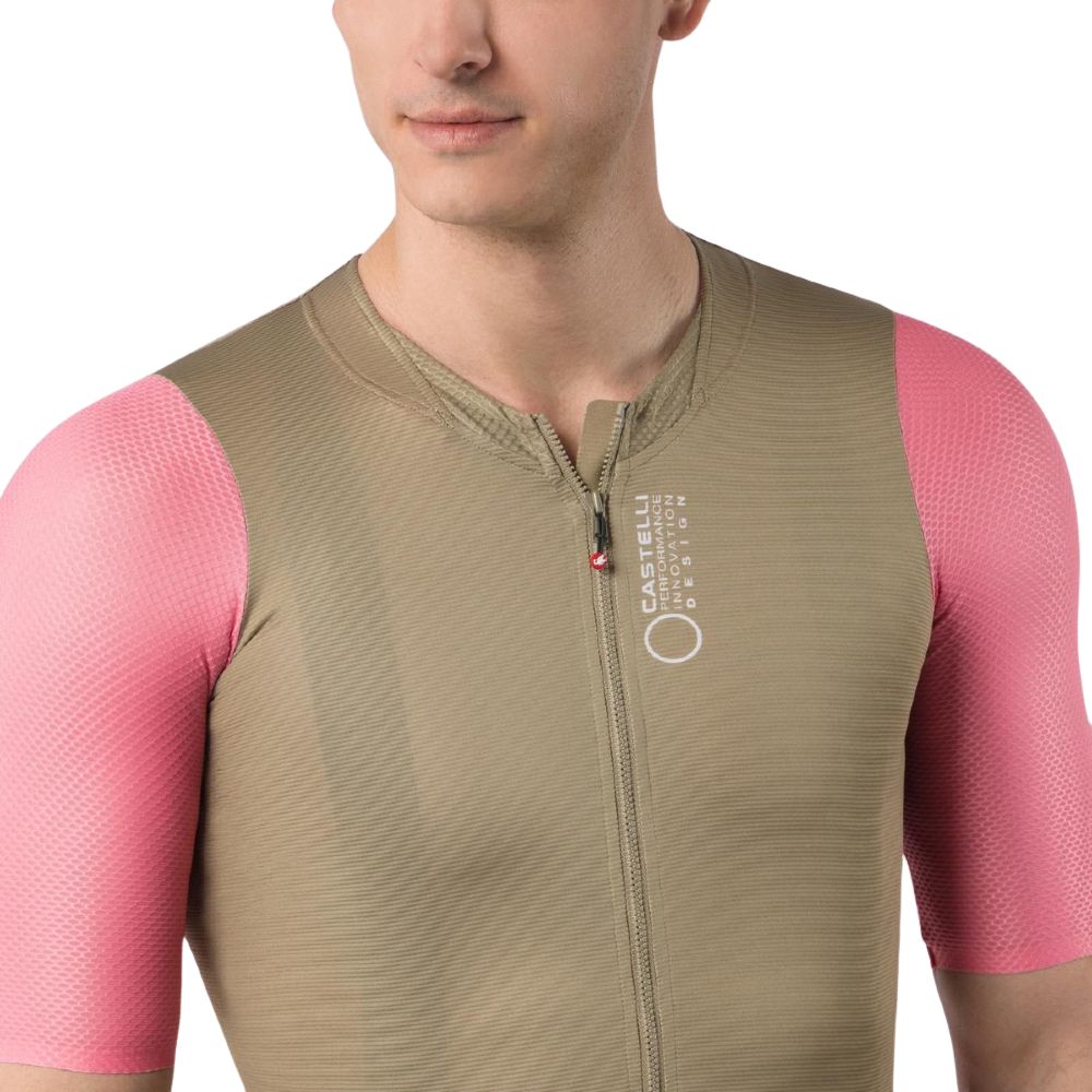 Castelli 4526009-204 Corretto Jersey '26 Men's Road Cycling Jersey - Elmwood / Rosa Giro-White (XL)