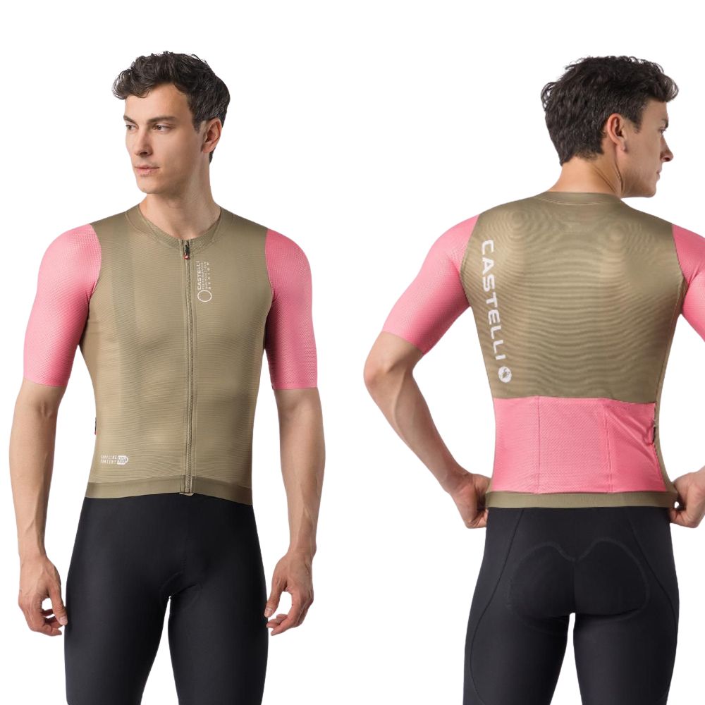 Castelli 4526009-204 Corretto Jersey '26 Men's Road Cycling Jersey - Elmwood / Rosa Giro-White (S)