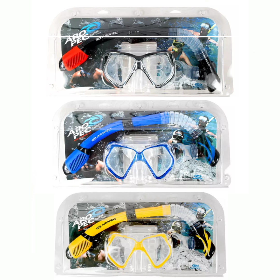 Aropec CO-YA252610S Silicone Adult Mask and Snorkel Combo Set (Blue)