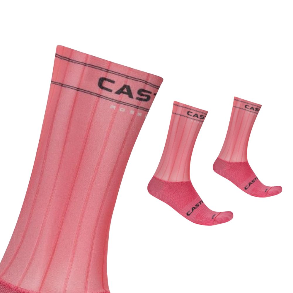 Castelli 4526030-025 Fast Feet 4 Sock - Rosa Giro (S/M)