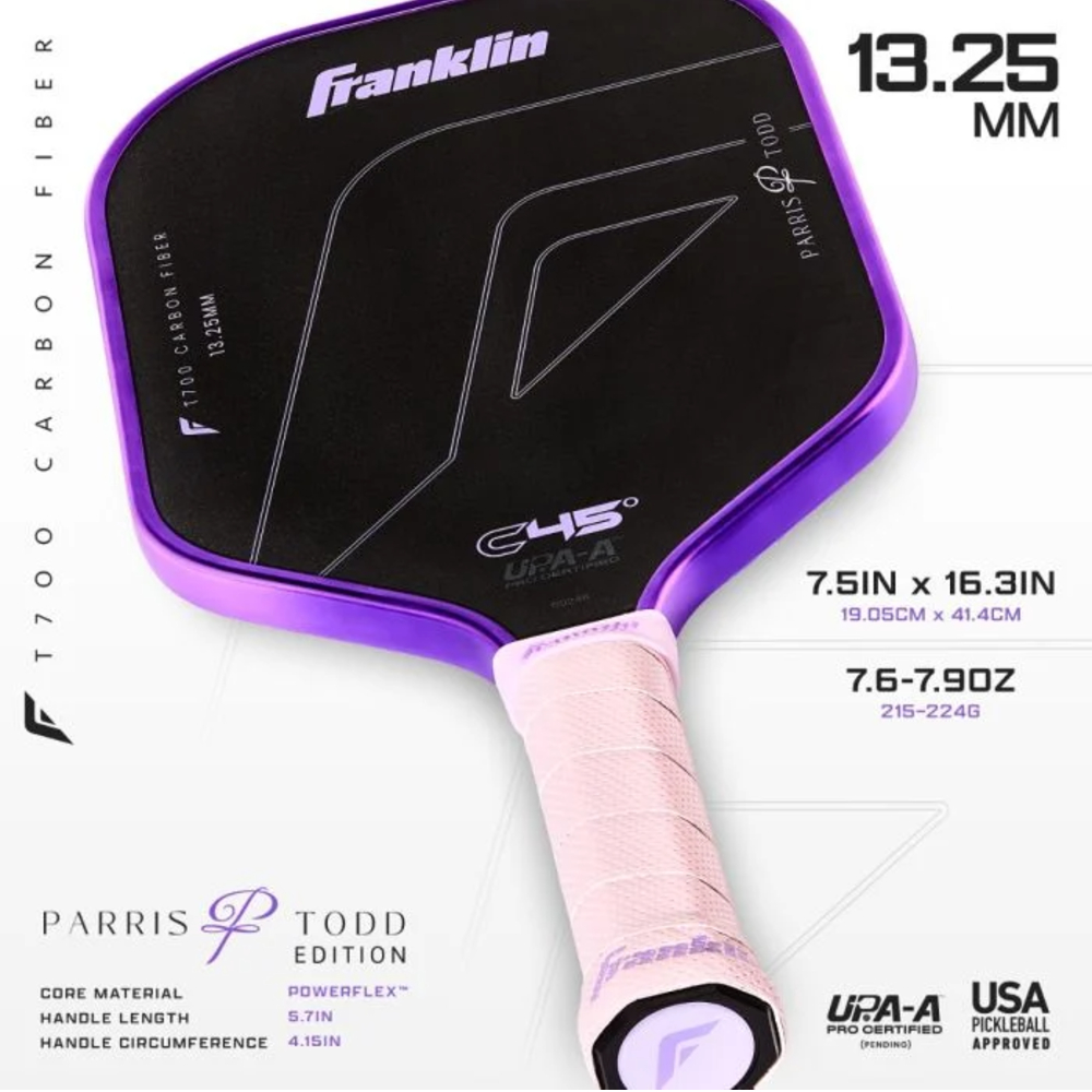 Franklin 59246 C45° Parris Todd Signature Pickleball Paddle - 13.25mm (Lilac)
