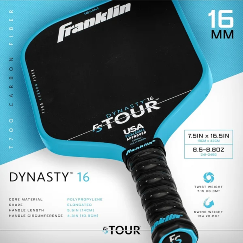 Franklin 52969C1 FS Tour Dynasty Pickleball Paddle - Blue (16mm)