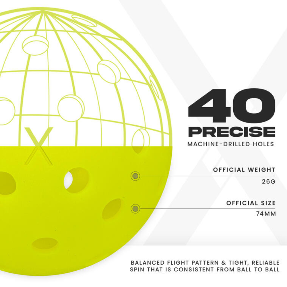 Franklin 52821 X-40 Outdoor Pickleballs - Optic Yellow (3 Pack)