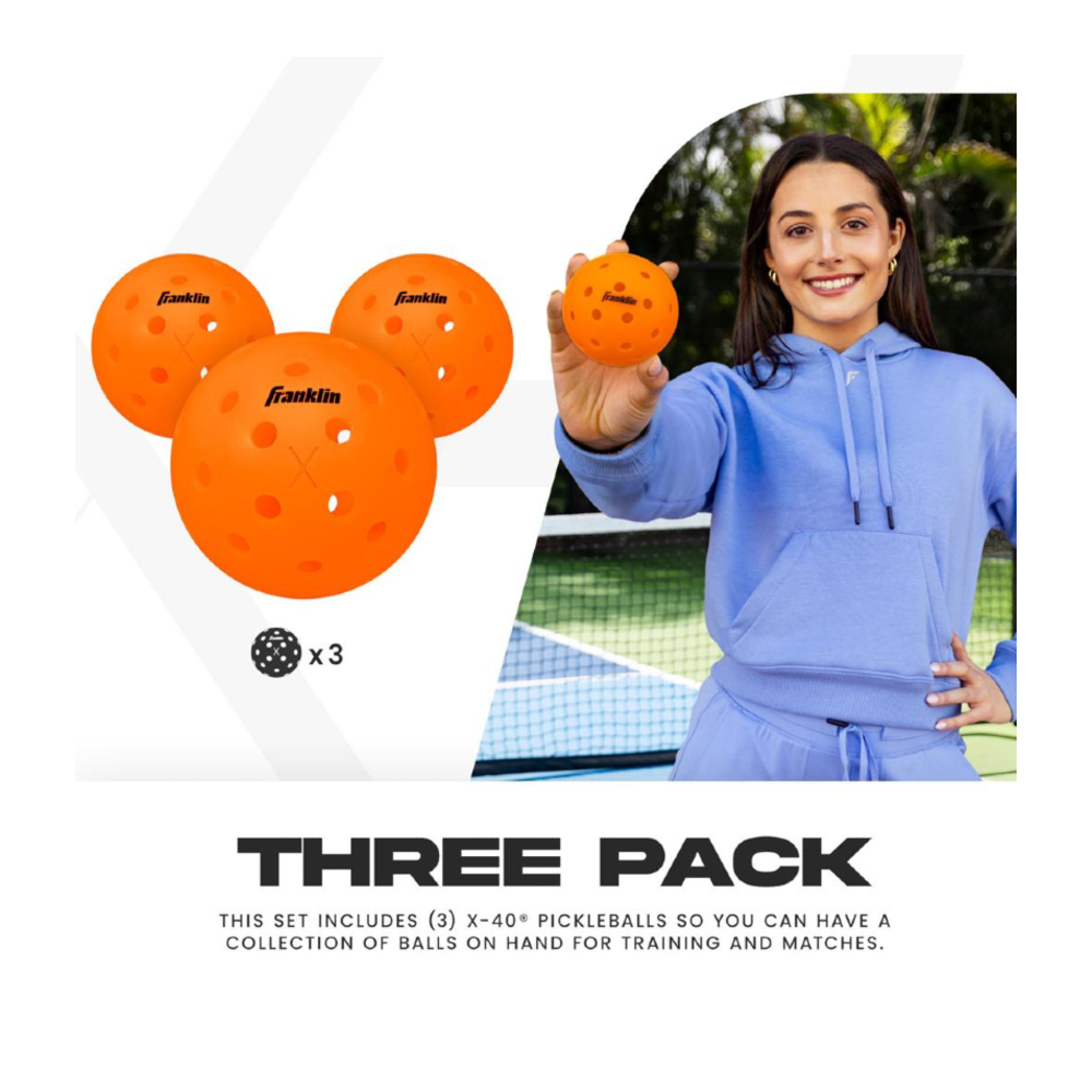 Franklin 52954 X-40 Outdoor Pickleballs - Lava (3 Pack)