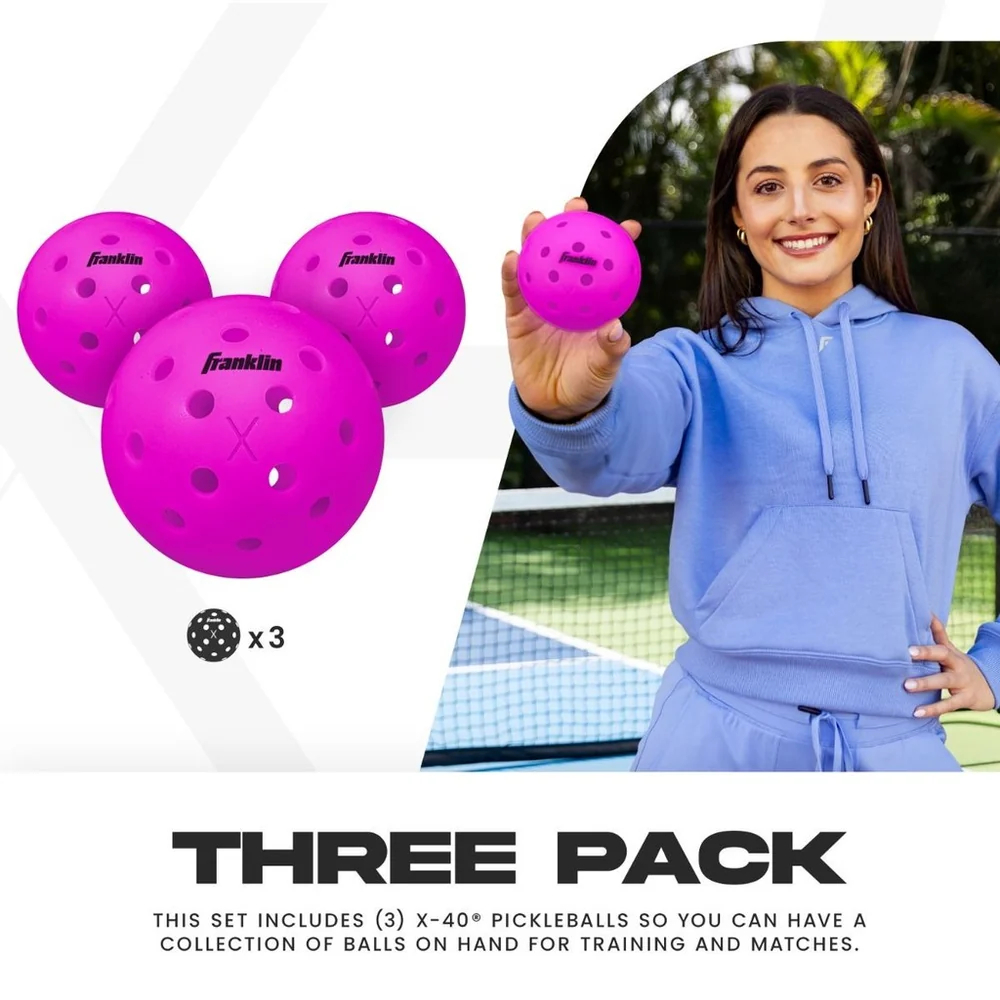 FRANKLIN 59214P6 X-40 OUTDOOR PICKLEBALL 3'S - PURPLE