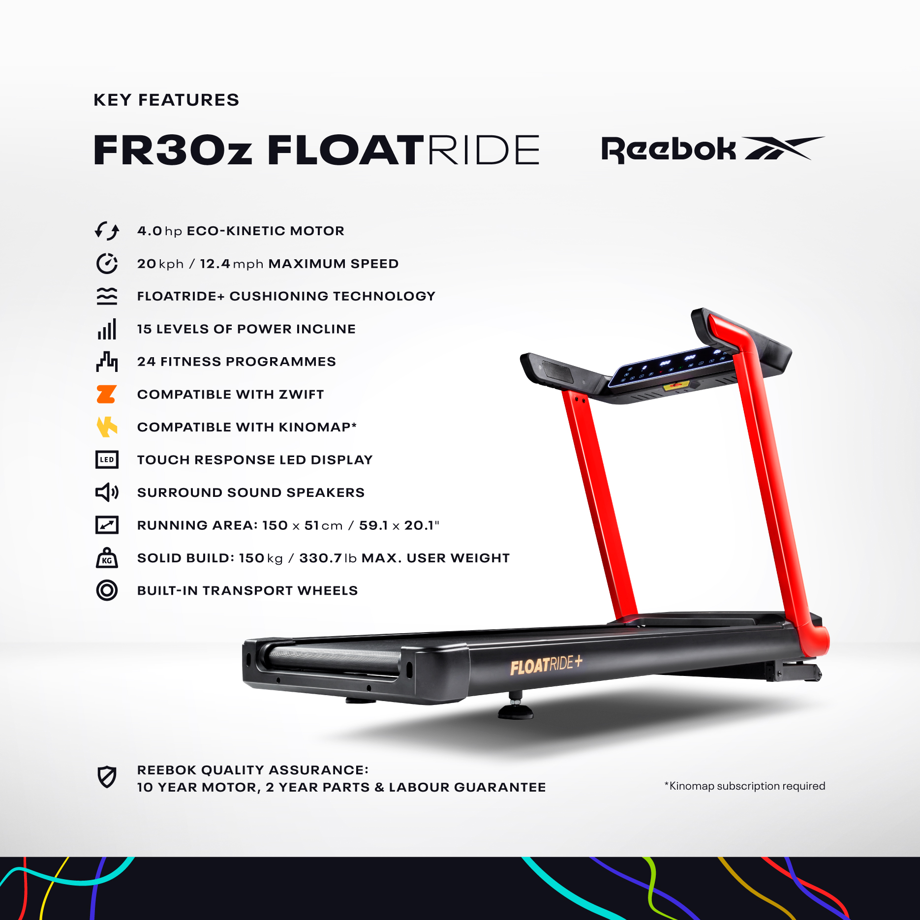 Reebok RVFR-10421RD FR30z Floatride Treadmill (Red)