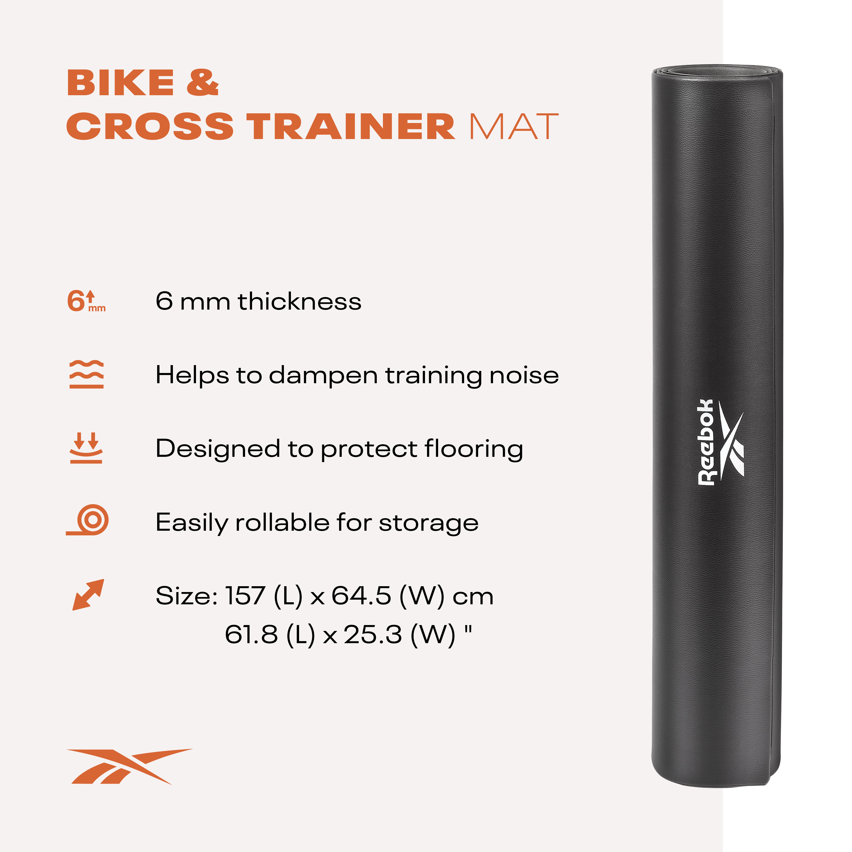 Reebok RAMT-10229-DS Bike and Cross Trainer Mat (Gym Mat)