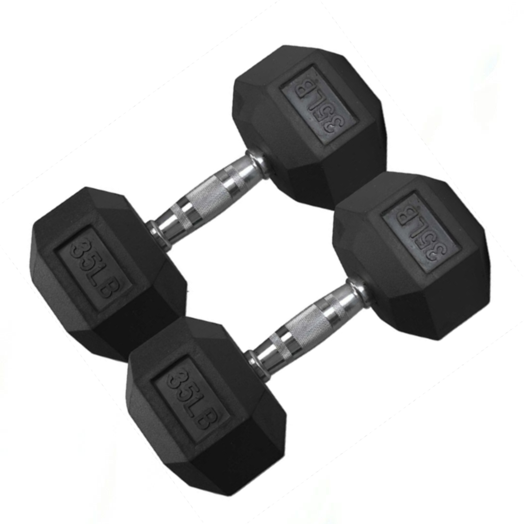 Rising DB001 Rubber Hex Dumbbell - Single (35lbs)