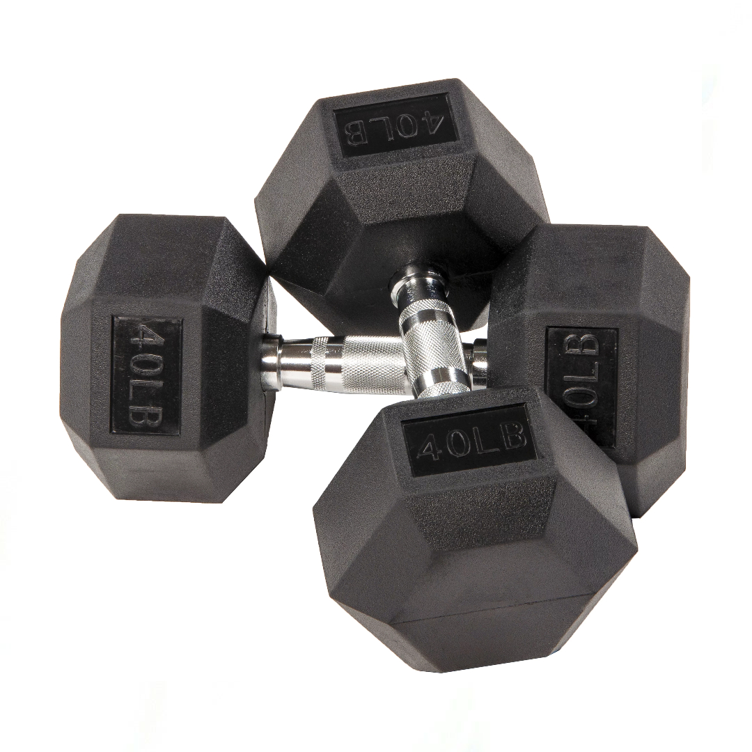 Rising DB001 Rubber Hex Dumbbell - Single (40lbs)