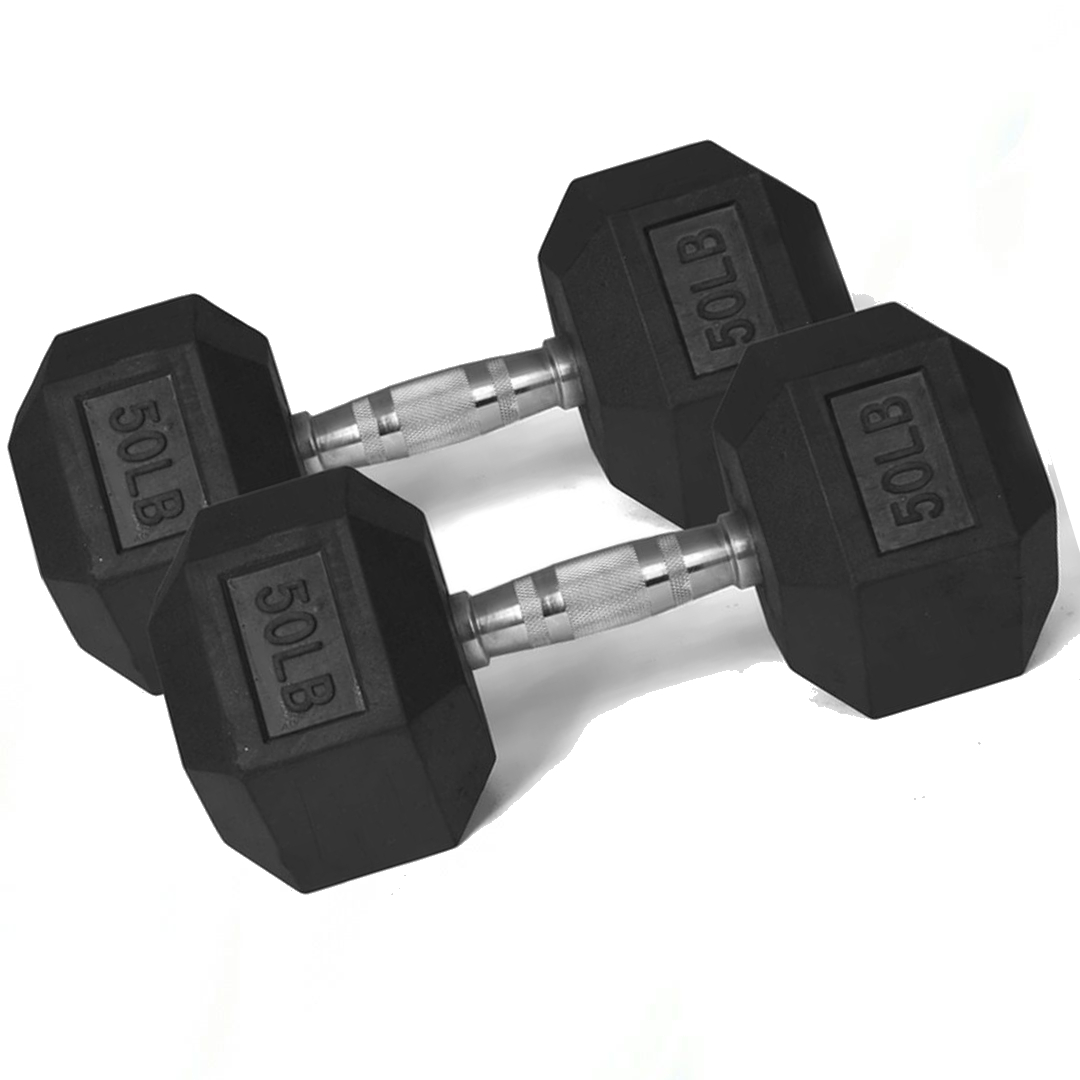 Rising DB001 Rubber Hex Dumbbell - Single (50lbs)