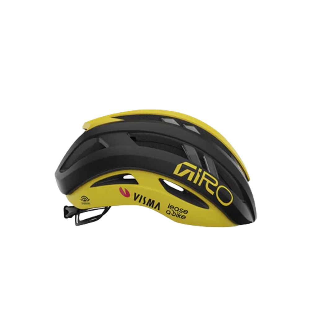 Giro Aries Migiro MIPS Spherical Road Cycling Helmet - Matte Black/Matte Yellow Visma (Small)