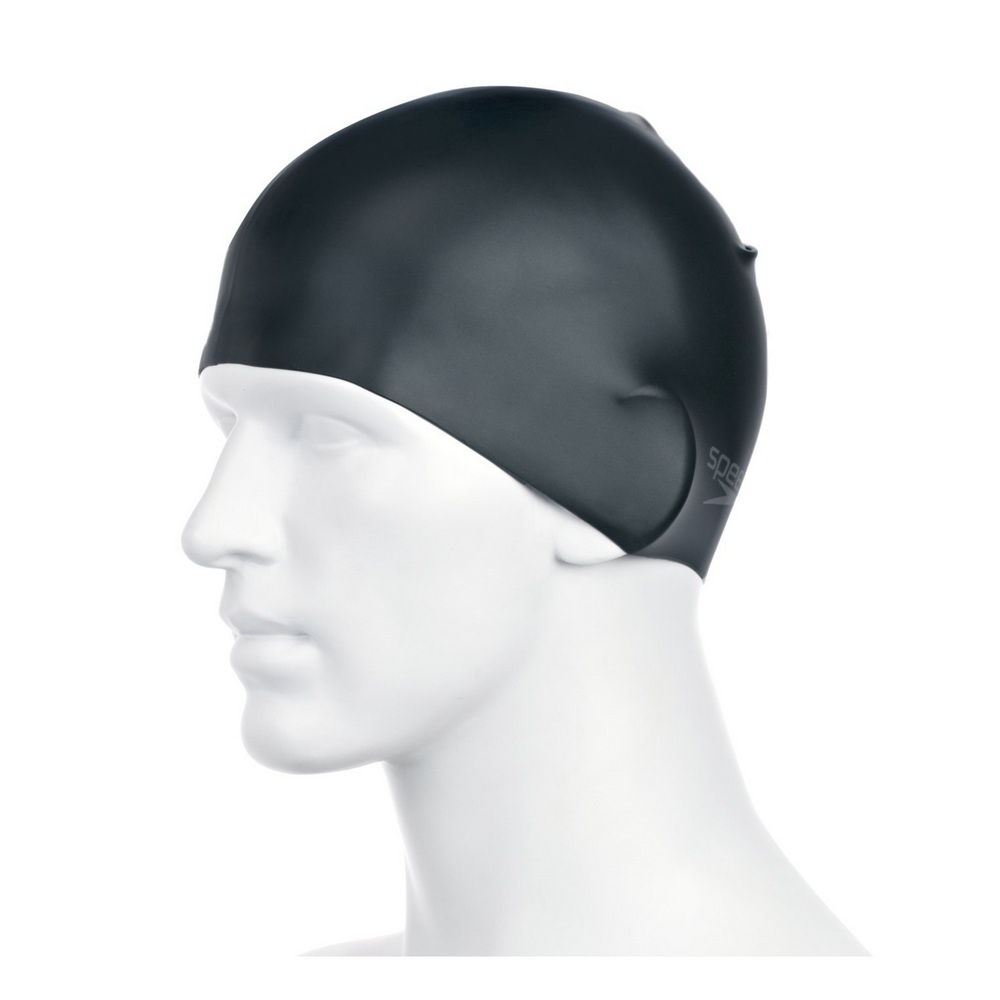 Speedo 8-709849097 Plain Molded Junior Silicone Swimming Cap (Black)