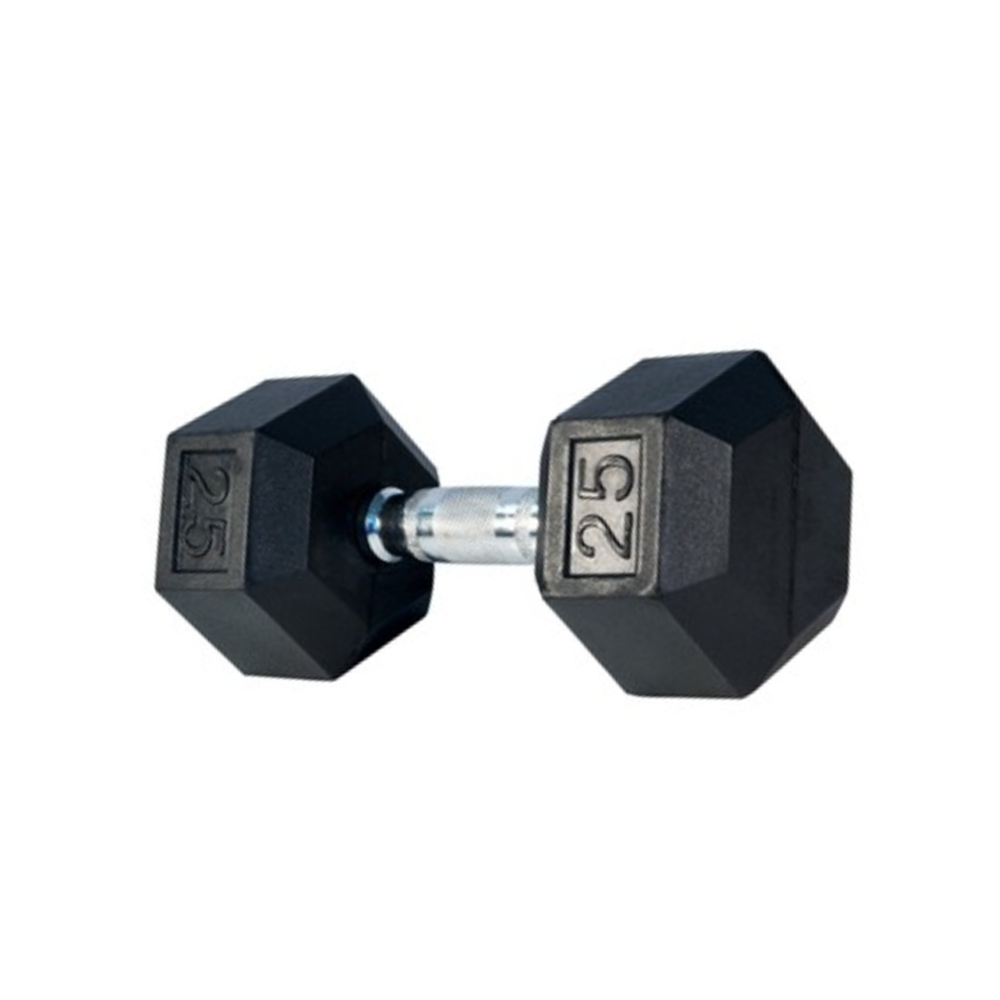 Rising Rubber Hex Dumbbells (25 lbs)