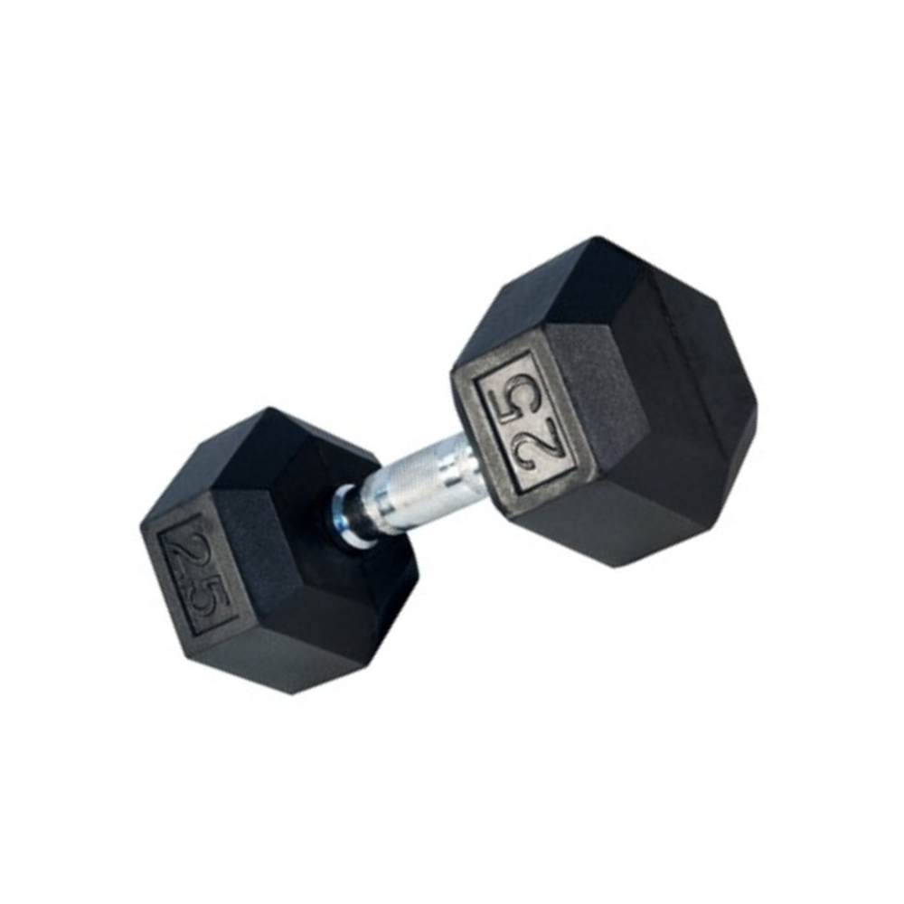 Rising Rubber Hex Dumbbells (25 lbs)