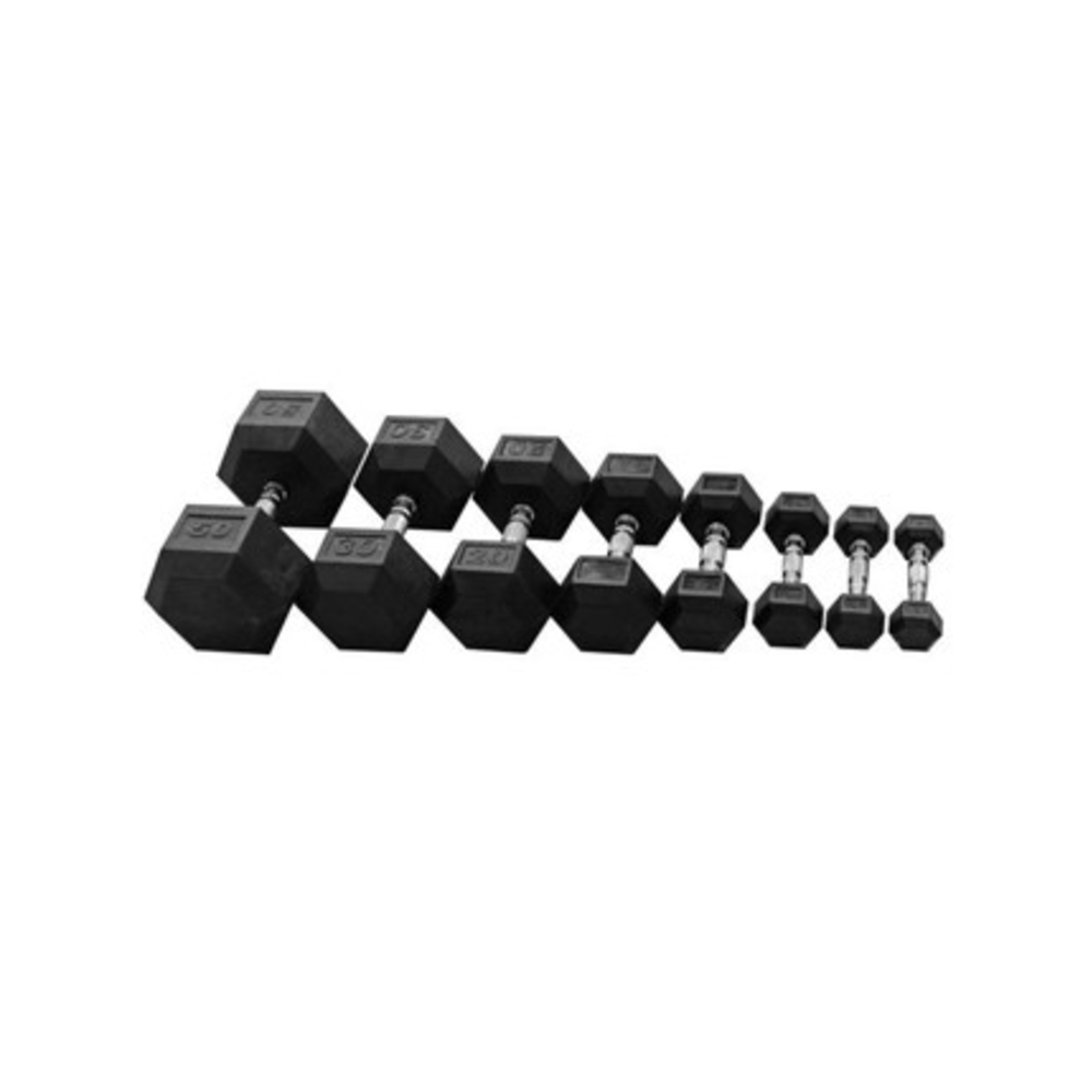 Rising Rubber Hex Dumbbells (25 lbs)