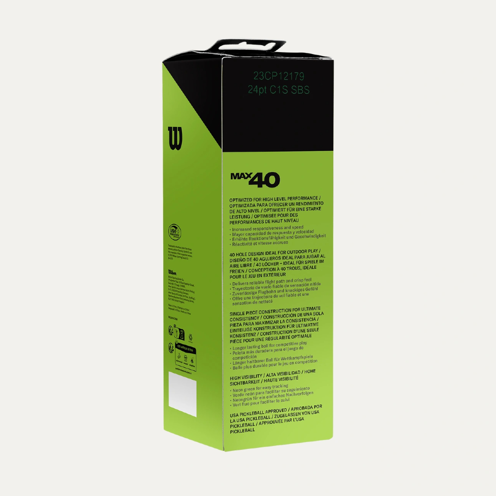 Wilson Max 40 Outdoor Pickleball 3 Pack - Green (WR8909201001)