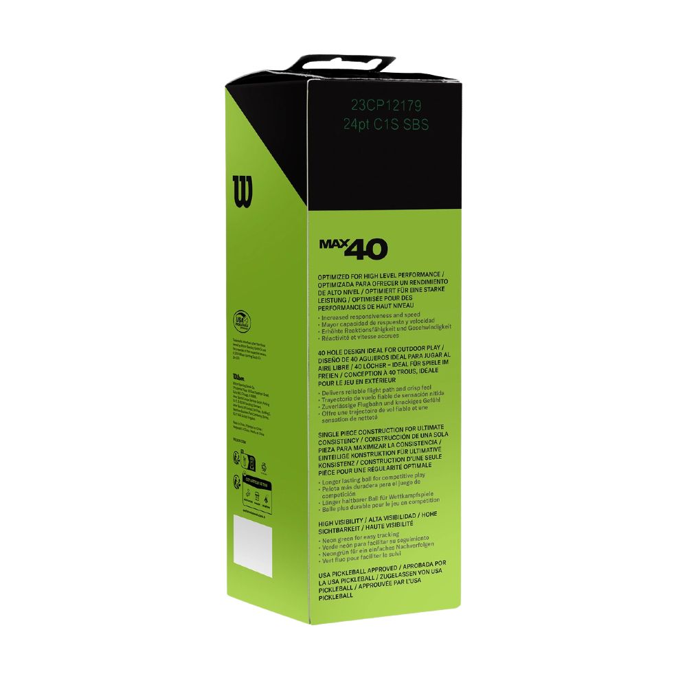 Wilson Max 40 Outdoor Pickleball 3 Pack - Green (WR8909201001)