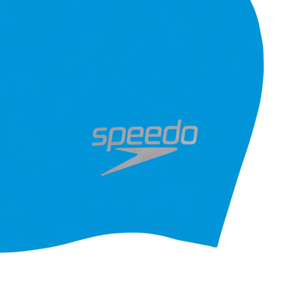 Speedo Plain Moulded Silicone Swimming Cap – Blue/Chrome 118529 (8-70)