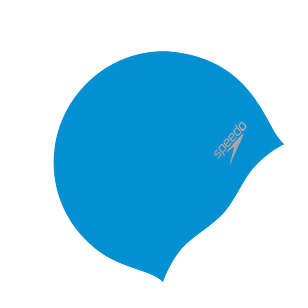 Speedo Plain Moulded Silicone Swimming Cap – Blue/Chrome 118529 (8-70)