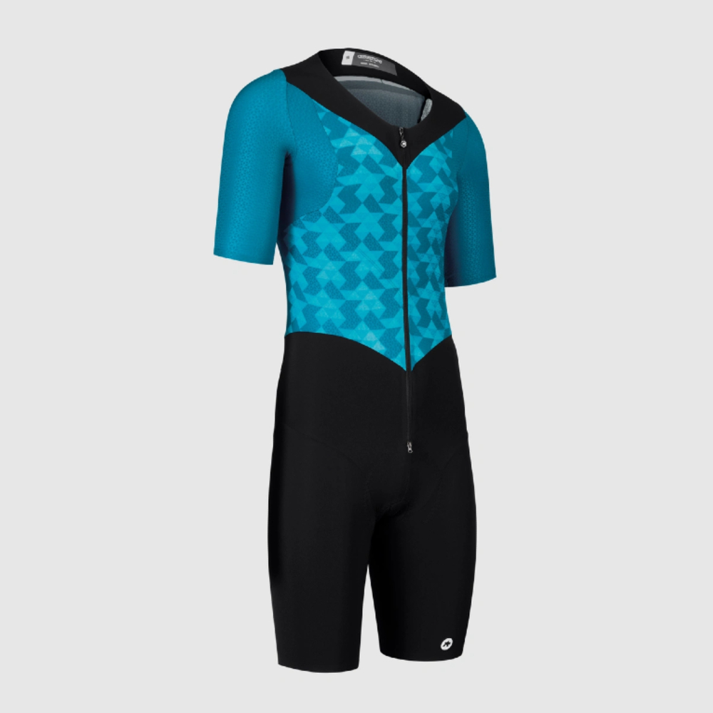 ASSOS 11.11.223.2G.L TRIATOR Short Sleeve Speedsuit – Adamant Blue (Large)