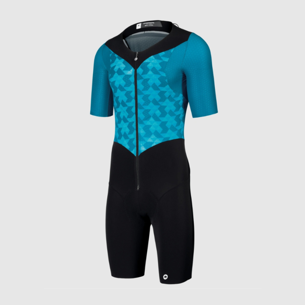 ASSOS 11.11.223.2G.L TRIATOR Short Sleeve Speedsuit – Adamant Blue (Large)