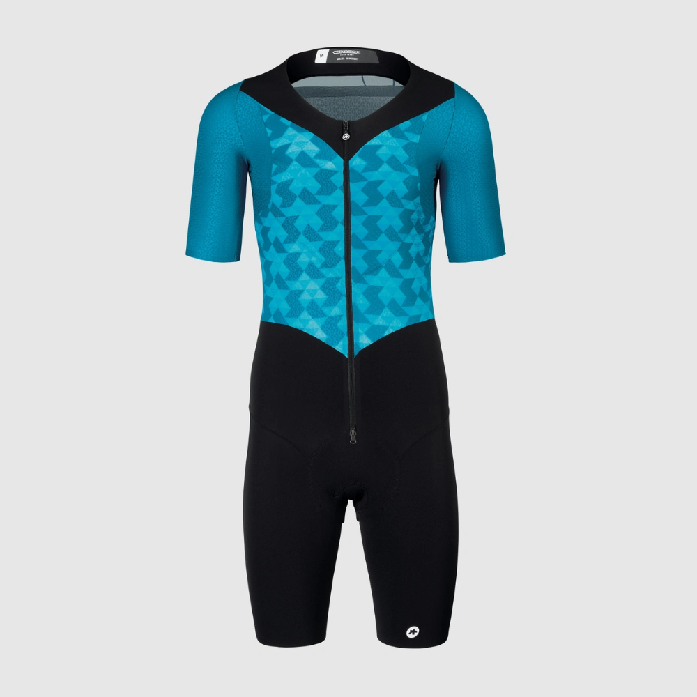 ASSOS 11.11.223.2G.XL TRIATOR Short Sleeve Speedsuit – Adamant Blue (XL)
