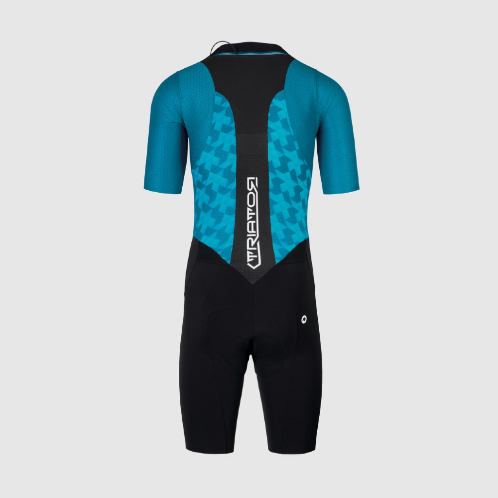 ASSOS 11.11.223.2G.XL TRIATOR Short Sleeve Speedsuit – Adamant Blue (XL)