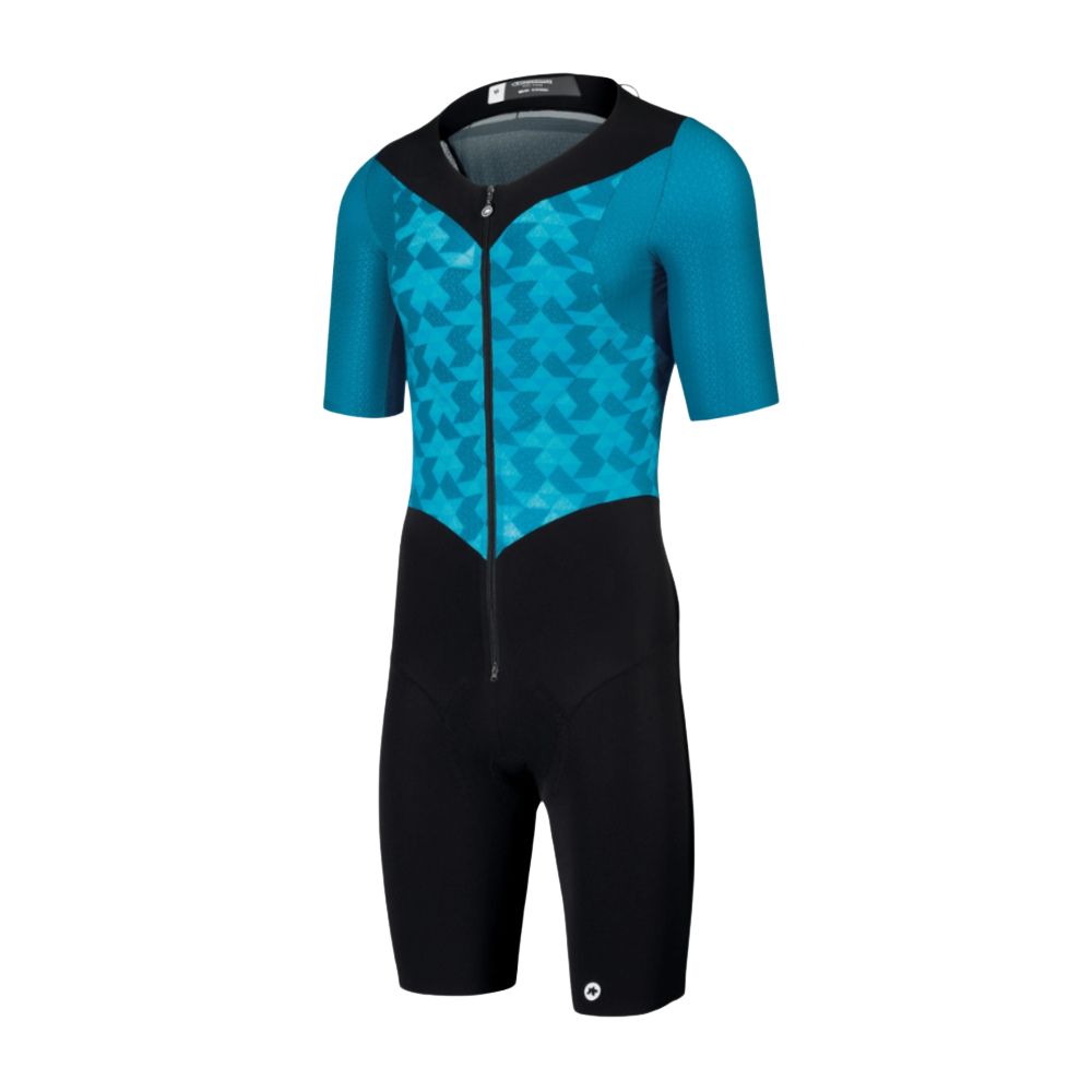 ASSOS 11.11.223.2G.M TRIATOR Short Sleeve Speedsuit – Adamant Blue (Medium)