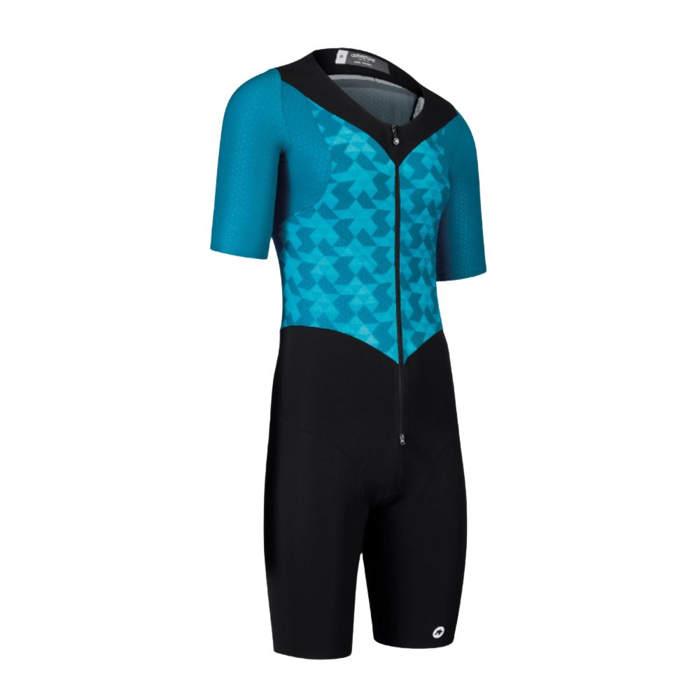 ASSOS 11.11.223.2G.M TRIATOR Short Sleeve Speedsuit – Adamant Blue (Medium)