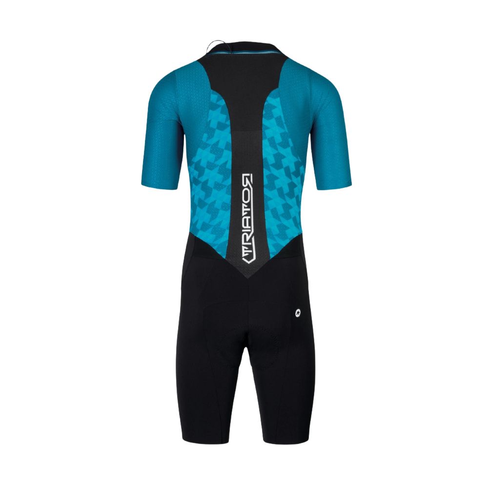 ASSOS 11.11.223.2G.M TRIATOR Short Sleeve Speedsuit – Adamant Blue (Medium)