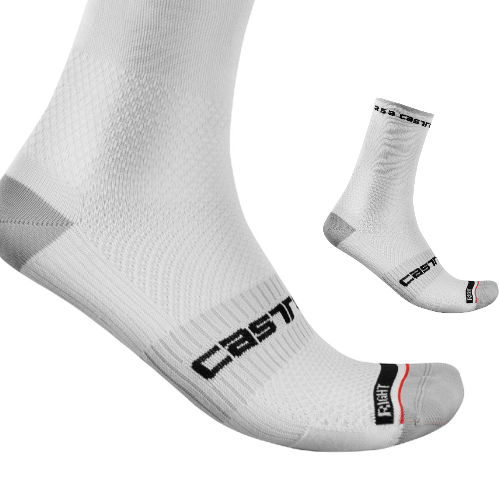 Castelli 4521026-001 Rosso Corsa Pro 15 Socks – White (XXL)