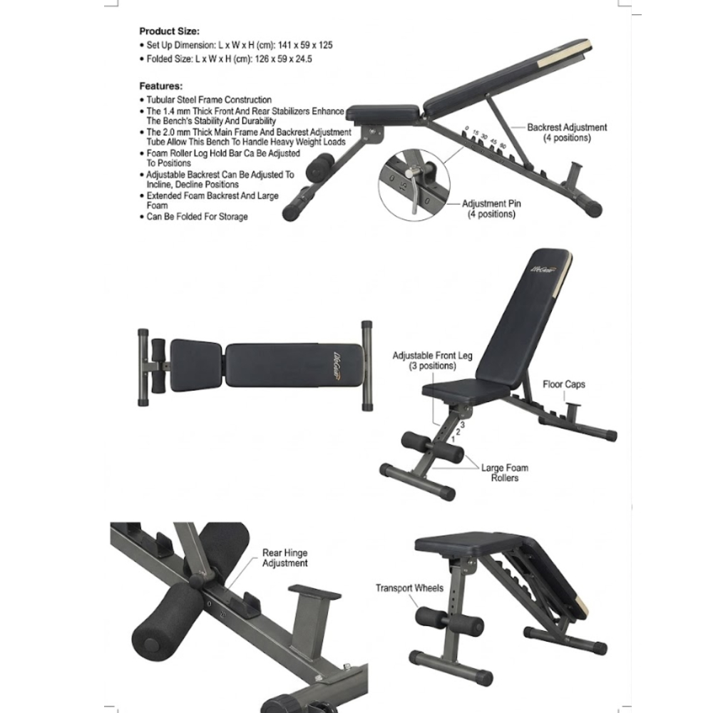 LifeGear E6 Sit-Up Bench Adjustable Weight Bench