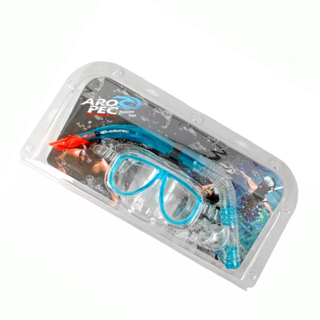 Aropec CO-YA241111P Dolphin Mask and Snorkel Combo Set (Aqua Blue)