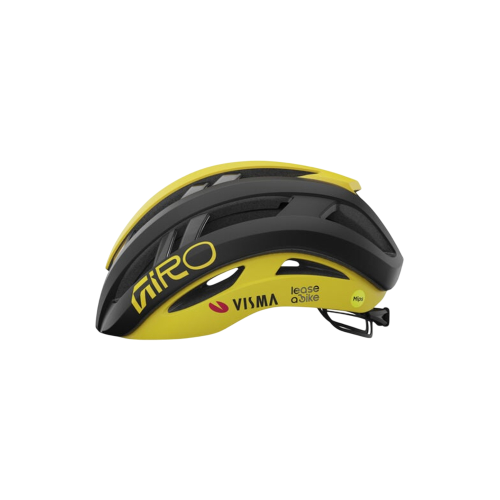 Giro Aries MIPS Spherical Road Cycling Helmet - Matte Black/Matte Yellow VismaA (Large)