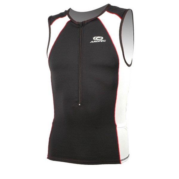 Aropec SS-RUN-207M-TOP Men's Racing Lycra Top - Black/White (Medium)