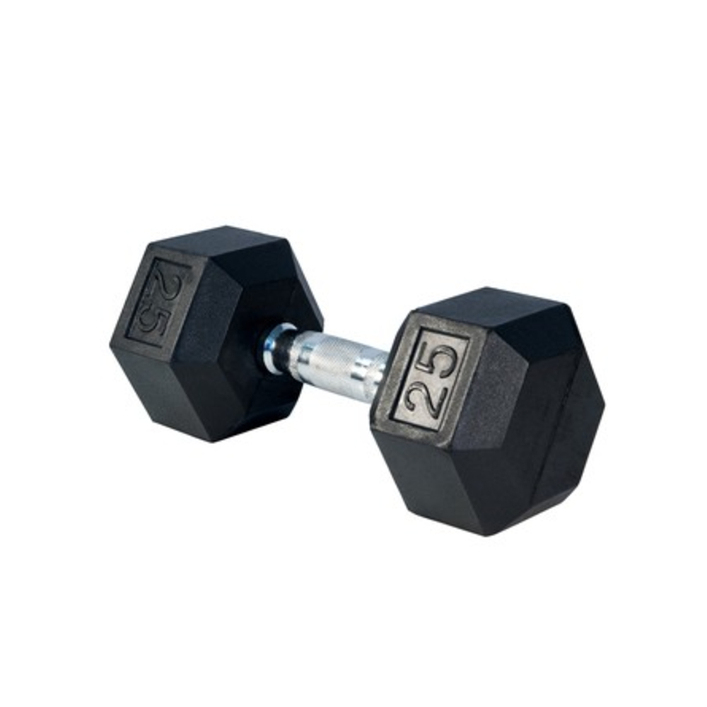 Rising Rubber Hex Dumbbells (25 lbs)