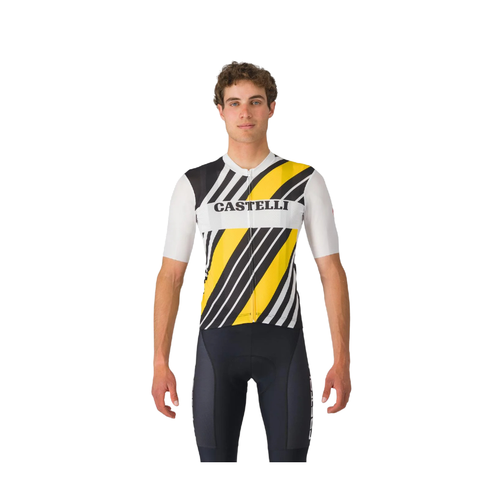 Castelli Heritage Jersey - Black White Yellow (Medium)