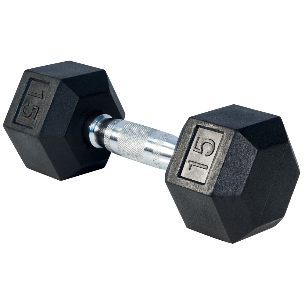 Rising DB001 Rubber Hex Dumbbells (15 lbs) (Per Piece)