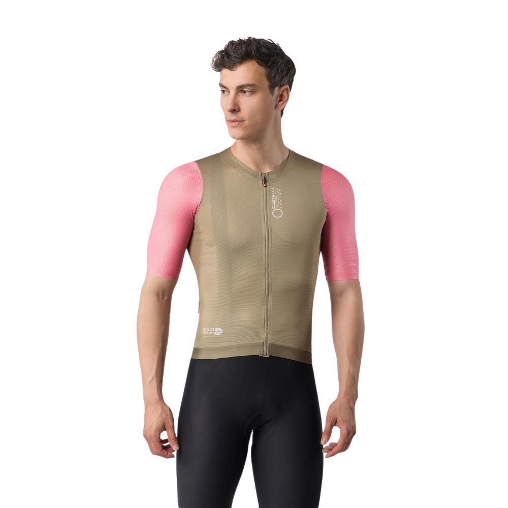 Castelli 4526009-204 Corretto Jersey '26 Men's Road Cycling Jersey - Elmwood / Rosa Giro-White (S)