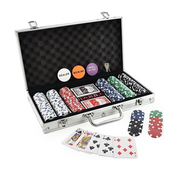 Solex 90030 Poker Chips Set with Poker Cards 300's -  Aluminum Case Set