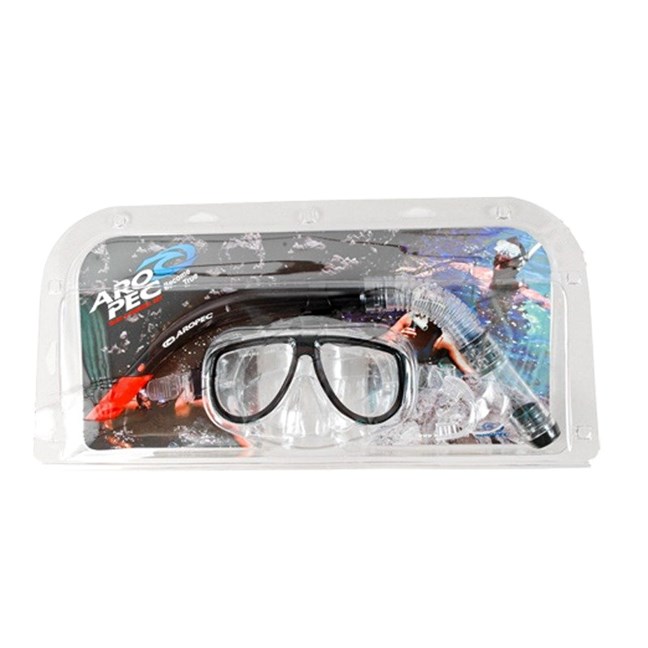 Aropec CO-YA241111P Dolphin Mask and Snorkel Combo Set (Black)