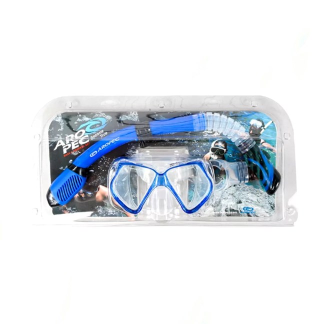 Aropec CO-YA252610S Silicone Adult Mask and Snorkel Combo Set (Blue)