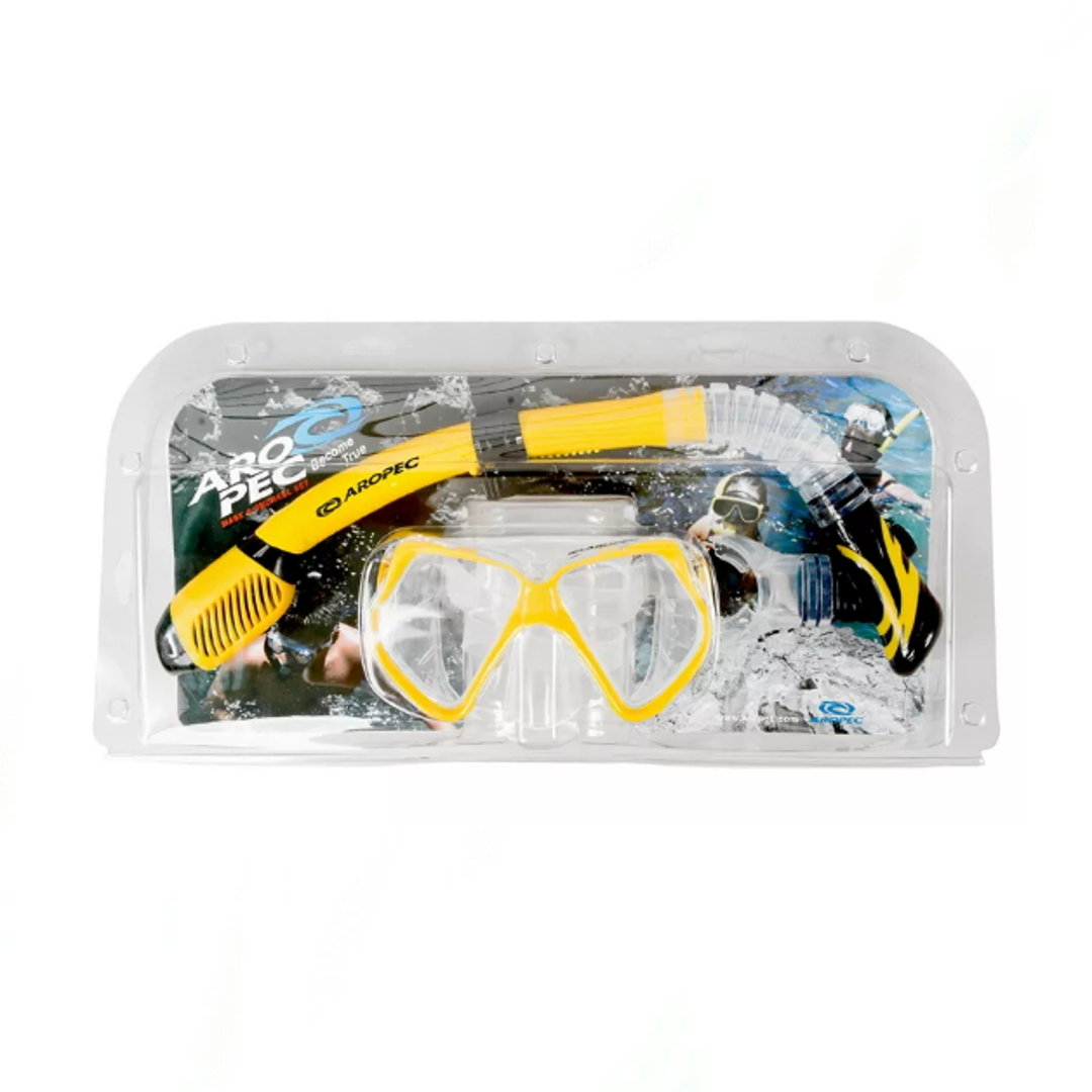 Aropec COYA252610S Silicone Adult Mask and Snorkel Combo Set (Yellow