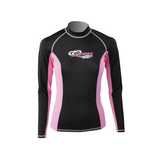 Aropec SS-58-2W Ladies Lycra Long Sleeve Rash Guard - Black/Pink (Medium)