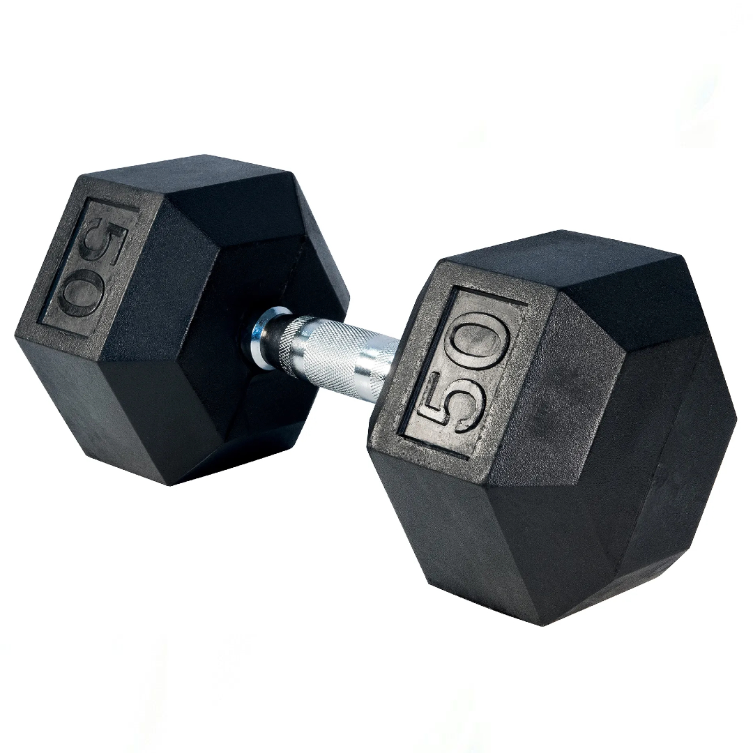 Rising DB001 Rubber Hex Dumbbell Single (50lbs) JB Sports